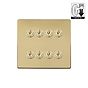 Brushed Brass 8 Gang Dimming Toggle Switch
