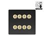 Matt Black and Brass 8 Gang Dimming Toggle Switch

