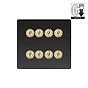 Soho Lighting Lighting Matt Black & Brushed Brass 8 Gang Dimming Toggle Switch