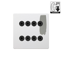 Soho Lighting Primed Paintable 8 Gang Dimming Toggle Switch with Matt Black Switch