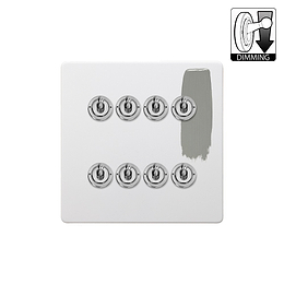 Soho Lighting Primed Paintable 8 Gang Dimming Toggle Switch with Brushed Chrome Switch