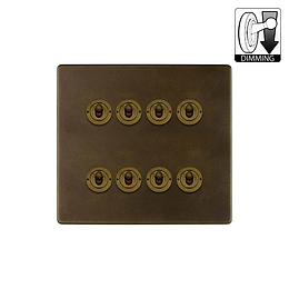 Vintage Brass 8 Gang Dimming Toggle Switch

