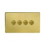 Soho Lighting Brushed Brass 4 Gang 6A 2 Way Push Button Switch