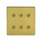 Soho Lighting Brushed Brass 6 Gang 6A 2 Way Push Button Switch