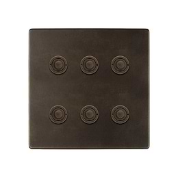 Soho Lighting Vintage Brass 6 Gang 6A 2 Way Push Button Switch