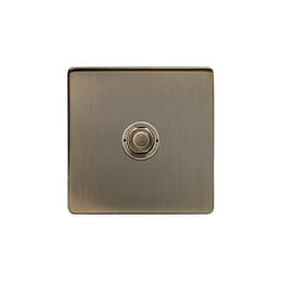 Soho Lighting Antique Brass 1 Gang 6A 2 Way Retractive Push Button Switch