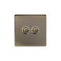 Soho Lighting Antique Brass 2 Gang 6A 2 Way Retractive Push Button Switch