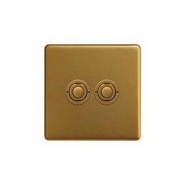 Soho Lighting Antique Gold 2 Gang 6A 2 Way Retractive Push Button Switch