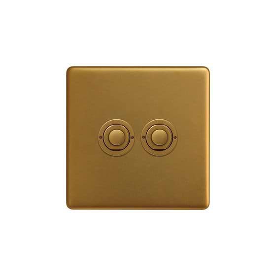 Soho Lighting Antique Gold 2 Gang 6A 2 Way Retractive Push Button Switch