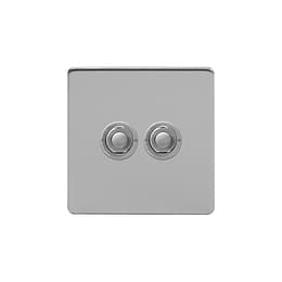 Soho Lighting Brushed Chrome 2 Gang 6A 2 Way Retractive Push Button Switch