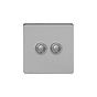 Soho Lighting Brushed Chrome 2 Gang 6A 2 Way Retractive Push Button Switch