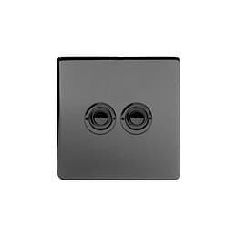 Soho Lighting Black Nickel 2 Gang 6A 2 Way Retractive Push Button Switch