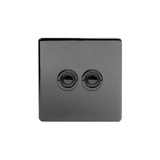 Soho Lighting Black Nickel 2 Gang 6A 2 Way Retractive Push Button Switch