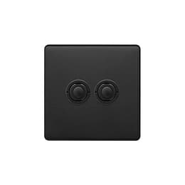 Soho Lighting Matt Black 2 Gang 6A 2 Way Retractive Push Button Switch