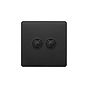 Soho Lighting Matt Black 2 Gang 6A 2 Way Retractive Push Button Switch