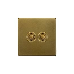 Soho Lighting Old Brass 2 Gang 6A 2 Way Retractive Push Button Switch