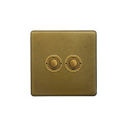 Soho Lighting Old Brass 2 Gang 6A 2 Way Push Button Switch