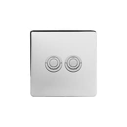 Soho Lighting Polished Chrome 2 Gang 6A 2 Way Retractive Push Button Switch