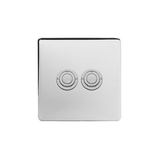Soho Lighting Polished Chrome 2 Gang 6A 2 Way Retractive Push Button Switch