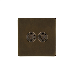 Soho Lighting Vintage Brass 2 Gang 6A 2 Way Push Button Switch