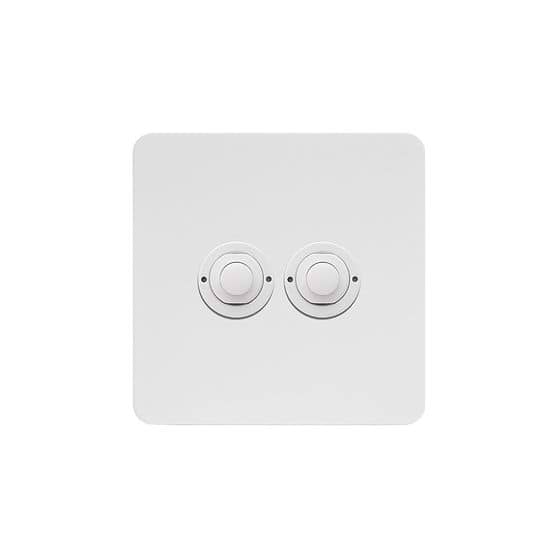 Soho Lighting White Metal 2 Gang 6A 2 Way Retractive Push Button Switch