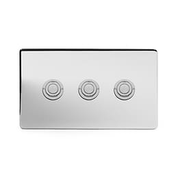 Soho Lighting Polished Chrome 3 Gang 6A 2 Way Retractive Push Button Switch