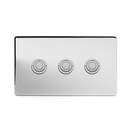 Soho Lighting Polished Chrome 3 Gang 6A 2 Way Retractive Push Button Switch