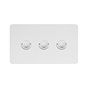 Soho Lighting White Metal 3 Gang 6A 2 Way Retractive Push Button Switch