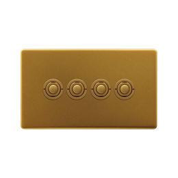 Soho Lighting Antique Gold 4 Gang 6A 2 Way Retractive Push Button Switch