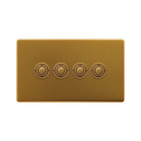 Soho Lighting Antique Gold 4 Gang 6A 2 Way Retractive Push Button Switch