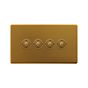 Soho Lighting Antique Gold 4 Gang 6A 2 Way Retractive Push Button Switch