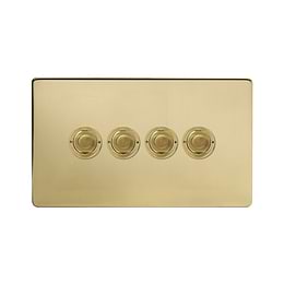 Soho Lighting Brushed Brass 4 Gang 6A 2 Way Retractive Push Button Switch