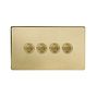 Soho Lighting Brushed Brass 4 Gang 6A 2 Way Retractive Push Button Switch