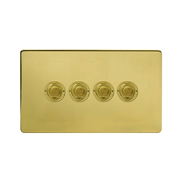 Soho Lighting Brushed Brass 4 Gang 6A 2 Way Retractive Push Button Switch