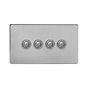 Soho Lighting Brushed Chrome 4 Gang 6A 2 Way Retractive Push Button Switch