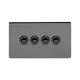 Soho Lighting Black Nickel 4 Gang 6A 2 Way Retractive Push Button Switch