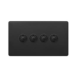 Soho Lighting Matt Black 4 Gang 6A 2 Way Retractive Push Button Switch