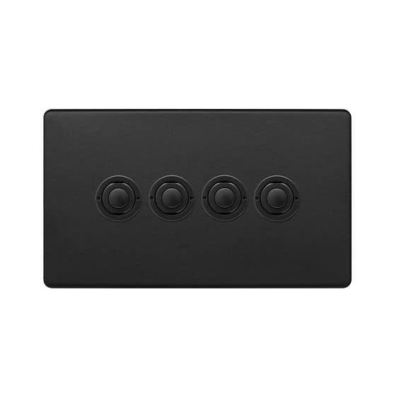Soho Lighting Matt Black 4 Gang 6A 2 Way Retractive Push Button Switch