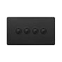 Soho Lighting Matt Black 4 Gang 6A 2 Way Retractive Push Button Switch