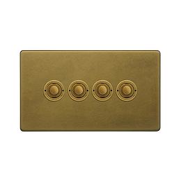 Soho Lighting Old Brass 4 Gang 6A 2 Way Push Button Switch