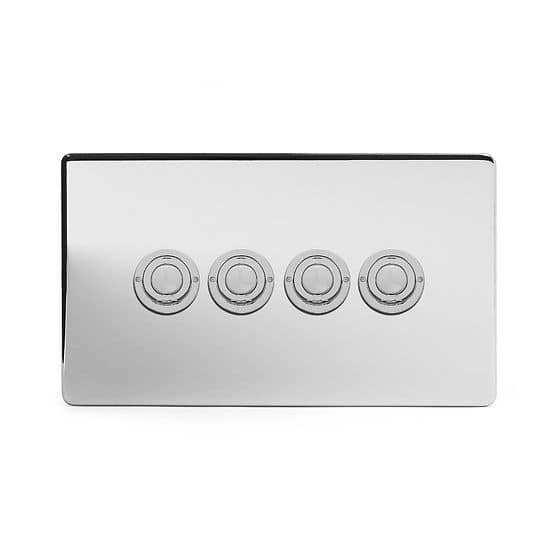 Soho Lighting Polished Chrome 4 Gang 6A 2 Way Retractive Push Button Switch