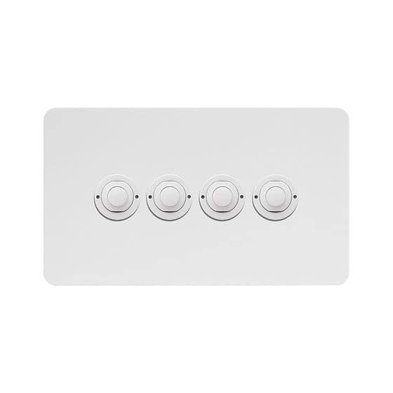 Soho Lighting White Metal 4 Gang 6A 2 Way Retractive Push Button Switch