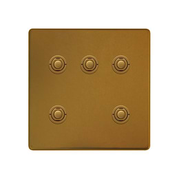 Soho Lighting Antique Gold 5 Gang 6A 2 Way Retractive Push Button Switch