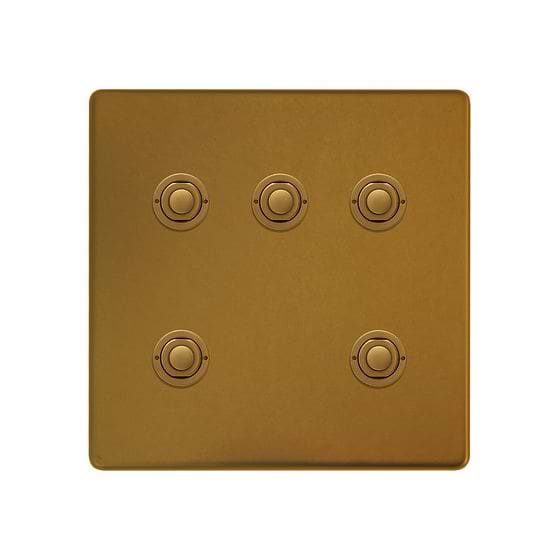 Soho Lighting Antique Gold 5 Gang 6A 2 Way Retractive Push Button Switch