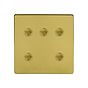 Soho Lighting Brushed Brass 5 Gang 6A 2 Way Retractive Push Button Switch