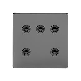 Soho Lighting Black Nickel 5 Gang 6A 2 Way Retractive Push Button Switch