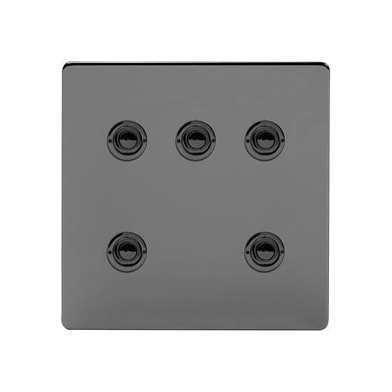 Soho Lighting Black Nickel 5 Gang 6A 2 Way Retractive Push Button Switch