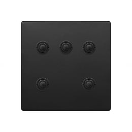 Soho Lighting Matt Black 5 Gang 6A 2 Way Retractive Push Button Switch