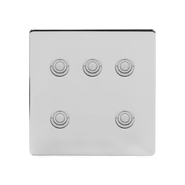 Soho Lighting Polished Chrome 5 Gang 6A 2 Way Retractive Push Button Switch