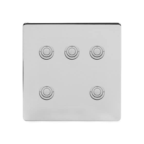 Soho Lighting Polished Chrome 5 Gang 6A 2 Way Retractive Push Button Switch